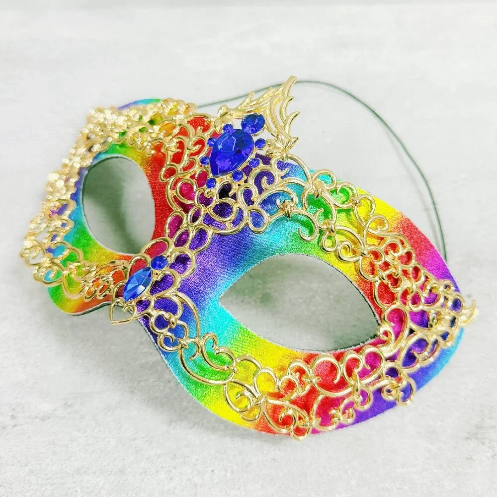 Rainbow masquerade mask, cosplay mask, Halloween mask, Venetian mask, Prom mask